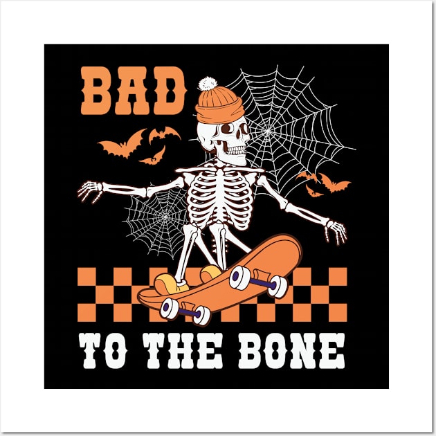 Bad To The Bone Skateboarding Skeleton Wall Art by ReeseClaybro